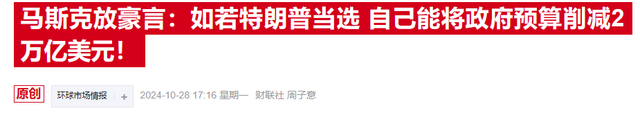 大选风暴席卷金融市场，投行开始关注马斯克“当官”的潜在影响