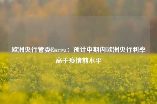 欧洲央行管委Escriva：预计中期内欧洲央行利率高于疫情前水平