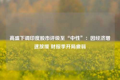 高盛下调印度股市评级至“中性”：因经济增速放缓 财报季开局疲弱