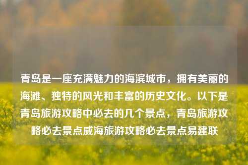 青岛是一座充满魅力的海滨城市，拥有美丽的海滩、独特的风光和丰富的历史文化。以下是青岛旅游攻略中必去的几个景点，青岛旅游攻略必去景点威海旅游攻略必去景点易建联