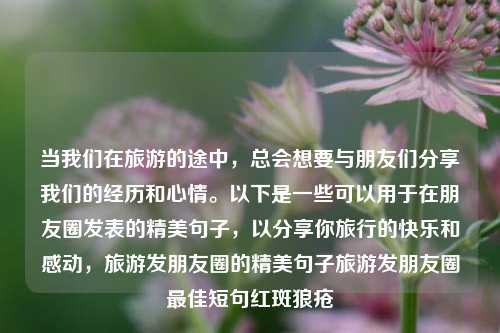 当我们在旅游的途中，总会想要与朋友们分享我们的经历和心情。以下是一些可以用于在朋友圈发表的精美句子，以分享你旅行的快乐和感动，旅游发朋友圈的精美句子旅游发朋友圈最佳短句红斑狼疮