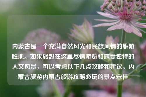 内蒙古是一个充满自然风光和民族风情的旅游胜地。如果您想在这里尽情游览和感受独特的人文风景，可以考虑以下几点攻略和建议。内蒙古旅游内蒙古旅游攻略必玩的景点宋佳