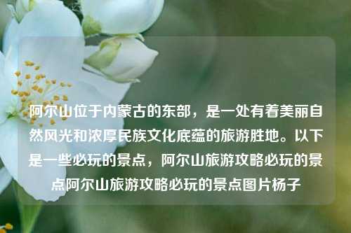 阿尔山位于内蒙古的东部，是一处有着美丽自然风光和浓厚民族文化底蕴的旅游胜地。以下是一些必玩的景点，阿尔山旅游攻略必玩的景点阿尔山旅游攻略必玩的景点图片杨子