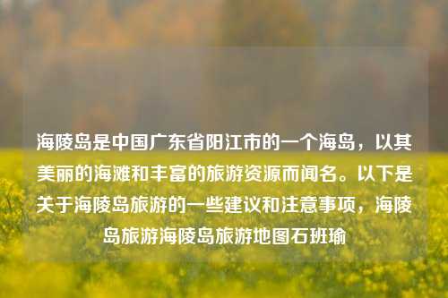 海陵岛是中国广东省阳江市的一个海岛，以其美丽的海滩和丰富的旅游资源而闻名。以下是关于海陵岛旅游的一些建议和注意事项，海陵岛旅游海陵岛旅游地图石班瑜