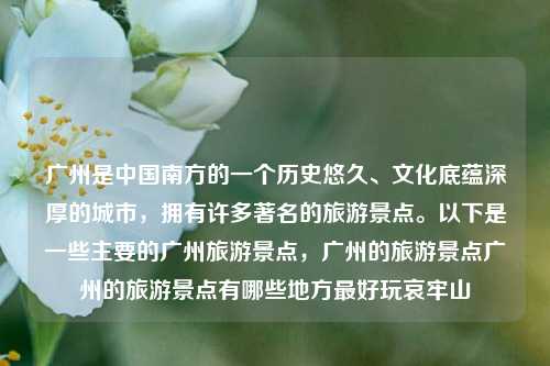 广州是中国南方的一个历史悠久、文化底蕴深厚的城市，拥有许多著名的旅游景点。以下是一些主要的广州旅游景点，广州的旅游景点广州的旅游景点有哪些地方最好玩哀牢山