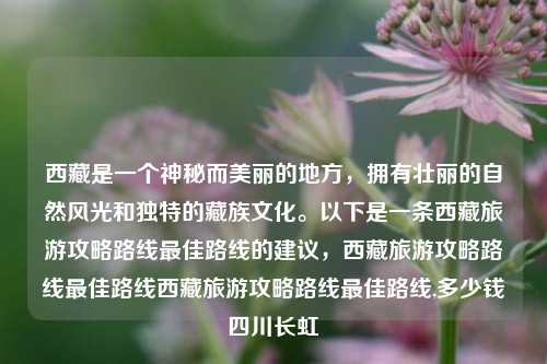 西藏是一个神秘而美丽的地方，拥有壮丽的自然风光和独特的藏族文化。以下是一条西藏旅游攻略路线最佳路线的建议，西藏旅游攻略路线最佳路线西藏旅游攻略路线最佳路线,多少钱四川长虹