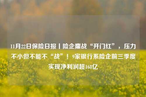 11月22日保险日报丨险企鏖战“开门红”，压力不小但不能不“战”！9家银行系险企前三季度实现净利润超168亿