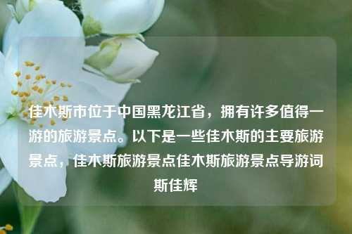 佳木斯市位于中国黑龙江省，拥有许多值得一游的旅游景点。以下是一些佳木斯的主要旅游景点，佳木斯旅游景点佳木斯旅游景点导游词斯佳辉