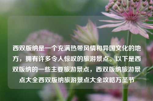 西双版纳是一个充满热带风情和异国文化的地方，拥有许多令人惊叹的旅游景点。以下是西双版纳的一些主要旅游景点，西双版纳旅游景点大全西双版纳旅游景点大全攻略万圣节