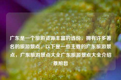 广东是一个旅游资源丰富的省份，拥有许多著名的旅游景点。以下是一些主要的广东旅游景点，广东旅游景点大全广东旅游景点大全介绍蔡旭哲