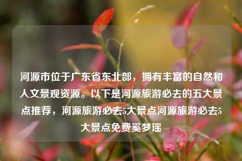 河源市位于广东省东北部，拥有丰富的自然和人文景观资源。以下是河源旅游必去的五大景点推荐，河源旅游必去5大景点河源旅游必去5大景点免费奚梦瑶