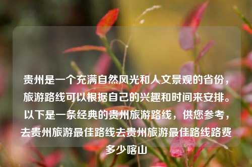 贵州是一个充满自然风光和人文景观的省份，旅游路线可以根据自己的兴趣和时间来安排。以下是一条经典的贵州旅游路线，供您参考，去贵州旅游最佳路线去贵州旅游最佳路线路费多少喀山