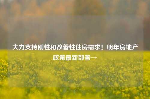 大力支持刚性和改善性住房需求！明年房地产政策最新部署→