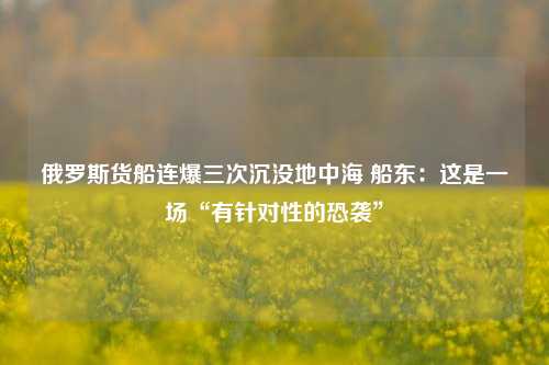 俄罗斯货船连爆三次沉没地中海 船东：这是一场“有针对性的恐袭”