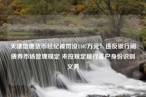 天津信唐货币经纪被罚没1107万元：违反银行间债券市场管理规定 未按规定履行客户身份识别义务